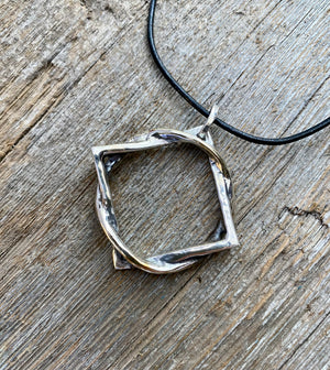 Circle square sterling silver pendant