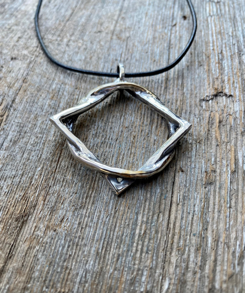 Circle square sterling silver pendant