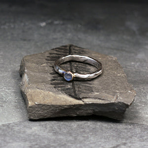 Moonstone ring in sterling silver and 14k yellow gold