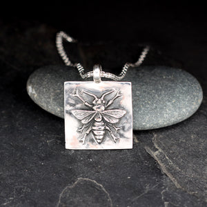 Honey Bee sterling silver pendant necklace
