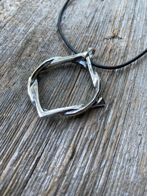 Circle square sterling silver pendant