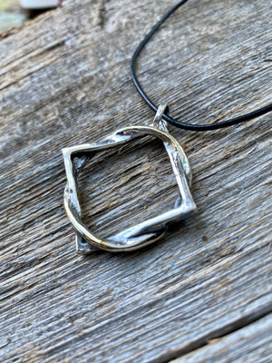 Circle square sterling silver pendant