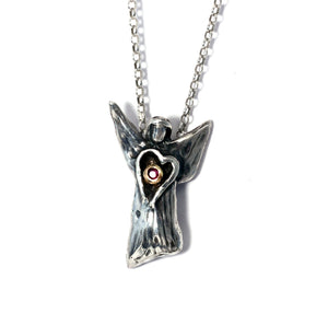 Angel Heart with ruby - sterling silver and 18 karat yellow gold