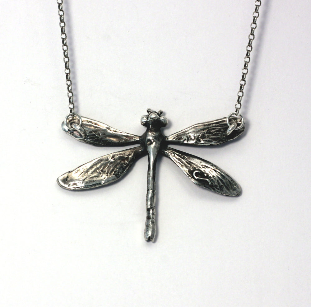 Dragonfly sterling silver pendant necklace