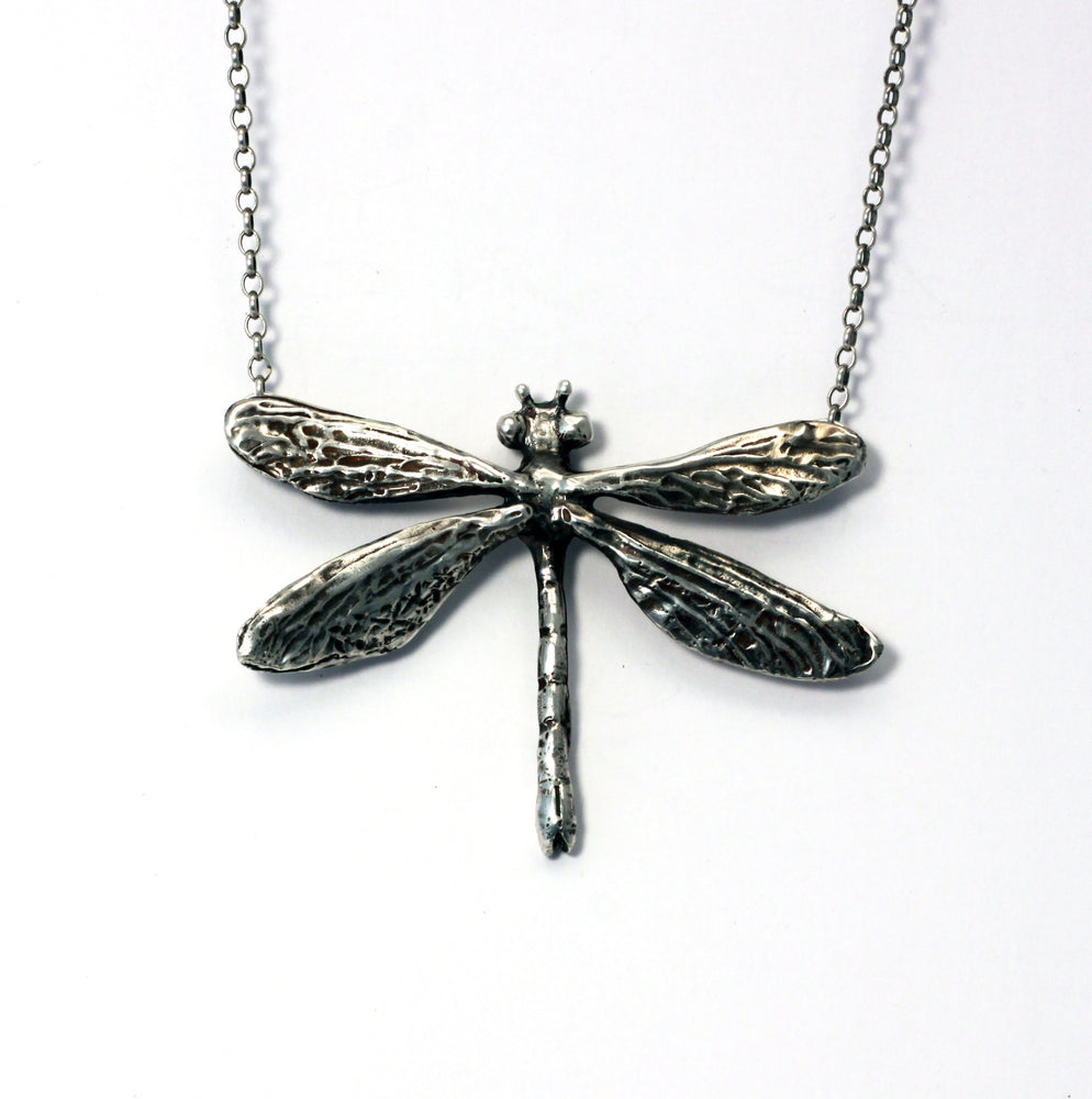 Dragonfly sterling silver pendant necklace