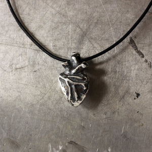 Anatomical Heart sterling silver pendant