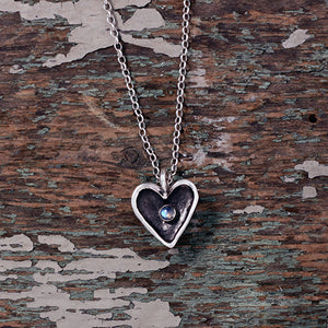 Little Heart in sterling silver pendant with rainbow moonstone