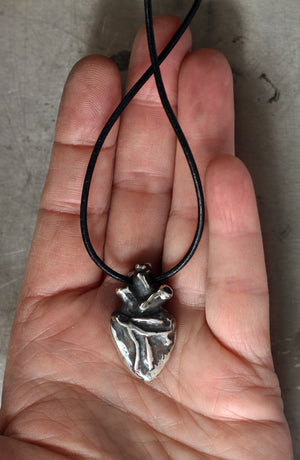 Anatomical Heart sterling silver pendant