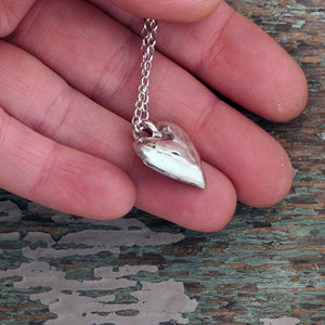Little Heart in sterling silver pendant with rainbow moonstone