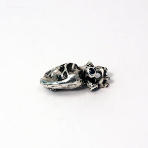 Anatomical Human Heart with rubies and sapphires in sterling silver pendant